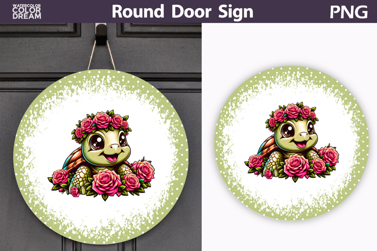 Turtle Floral Round Sign | Mothers Day Sublimation