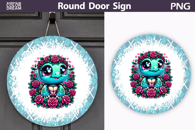 Turtle Floral Round Sign | Mothers Day Sublimation