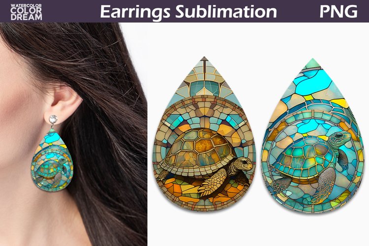 Stained Glass Teardrop Earrings | Turtle Teardrop Earrings