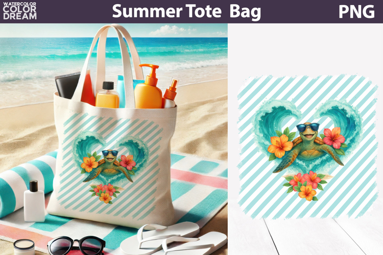 Sea Turtle Tote Bag | Summer Beach Sublimation