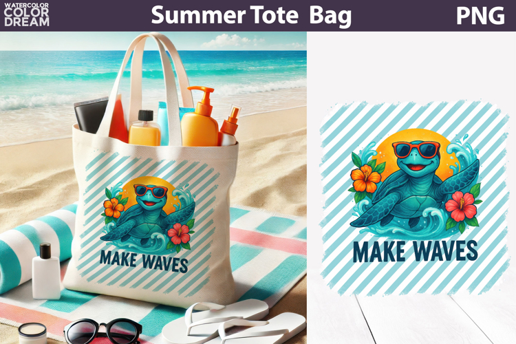 Sea Turtle Tote Bag | Summer Beach Sublimation