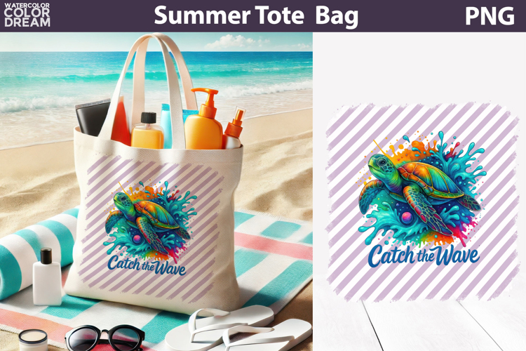 Sea Turtle Tote Bag | Summer Beach Sublimation