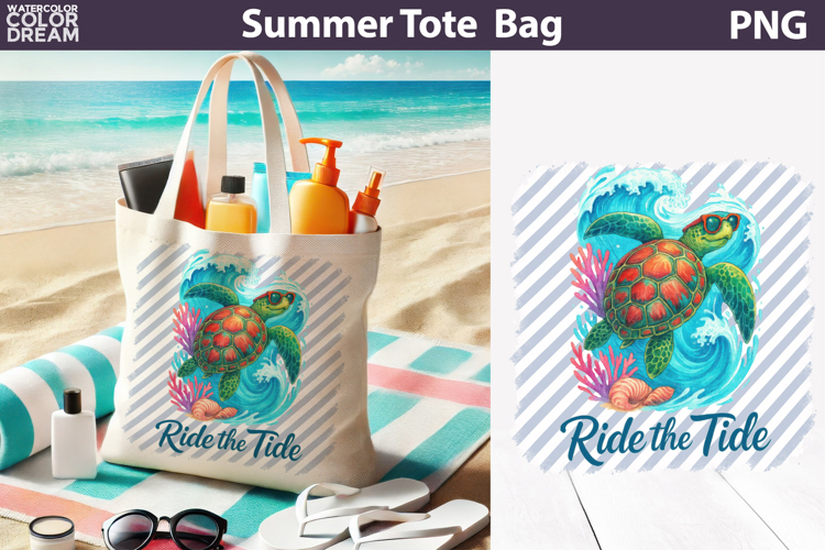 Sea Turtle Tote Bag | Summer Beach Sublimation