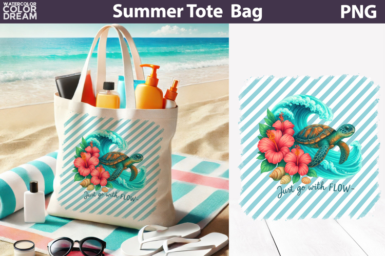 Sea Turtle Tote Bag | Summer Beach Sublimation
