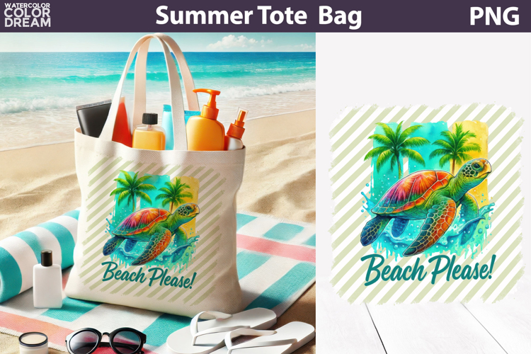 Sea Turtle Tote Bag | Summer Beach Sublimation