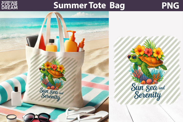 Sea Turtle Tote Bag | Summer Beach Sublimation