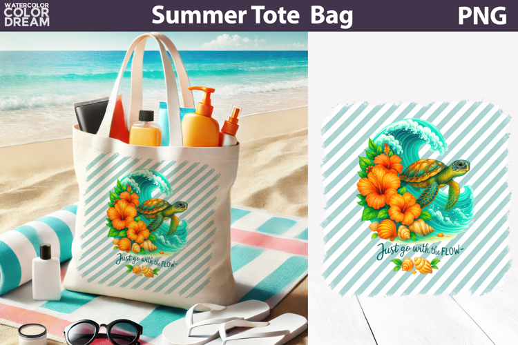 Sea Turtle Tote Bag | Summer Beach Sublimation