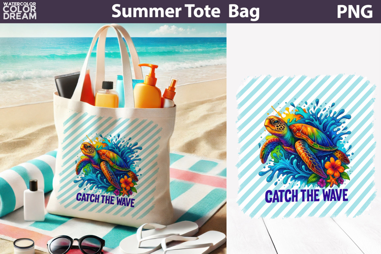 Sea Turtle Tote Bag | Summer Beach Sublimation