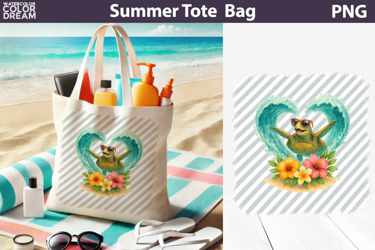 Sea Turtle Tote Bag | Summer Beach Sublimation