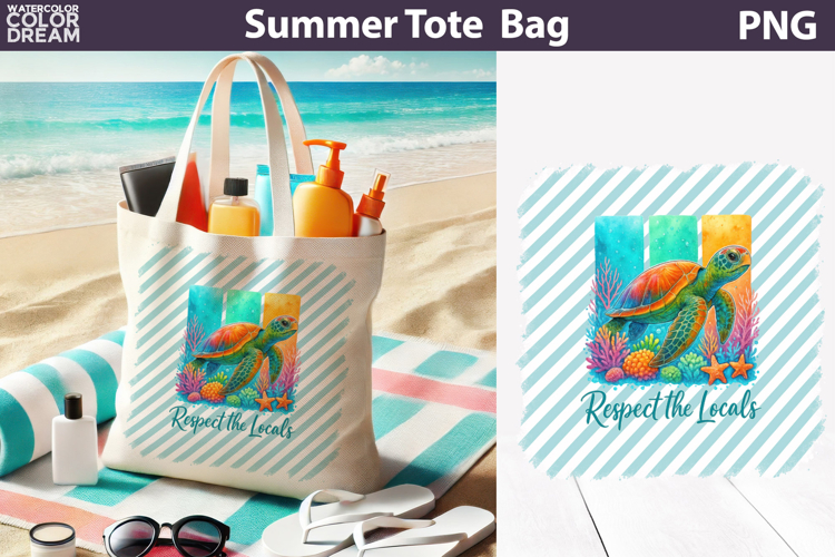 Sea Turtle Tote Bag | Summer Beach Sublimation