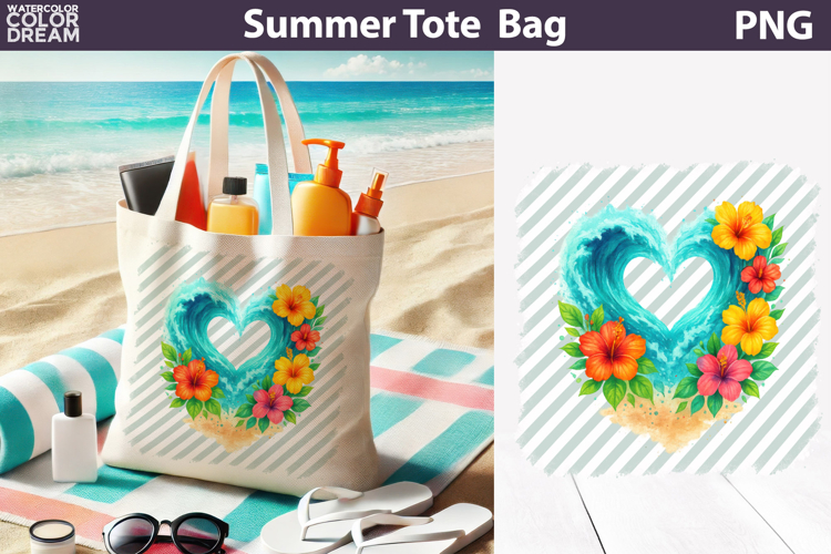 Sea Turtle Tote Bag | Summer Beach Sublimation