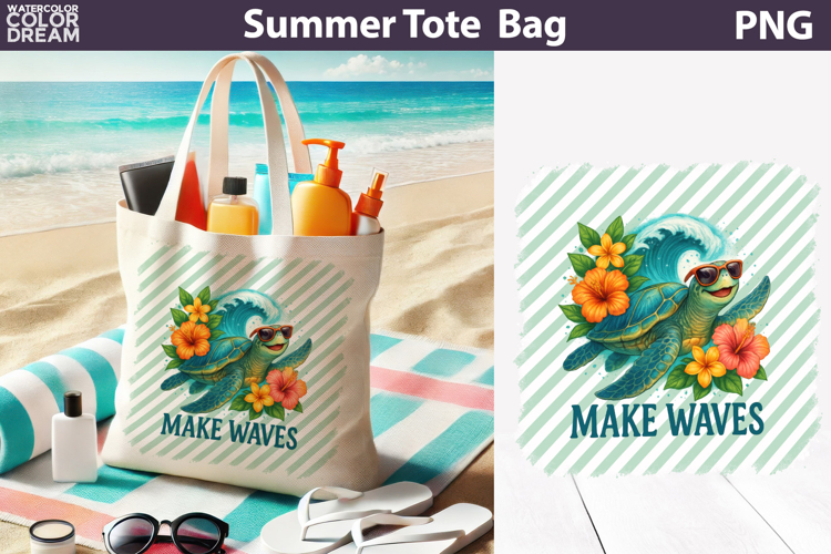 Sea Turtle Tote Bag | Summer Beach Sublimation