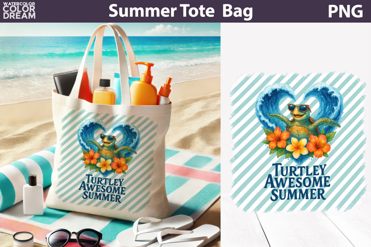 Sea Turtle Tote Bag | Summer Beach Sublimation