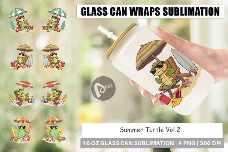Glass Can Summer Turtle