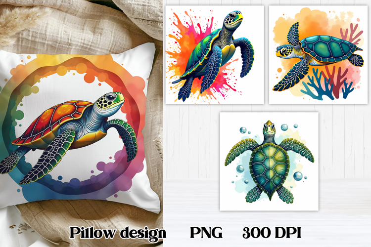 Sea turtle pillow design | Sea animal sublimation