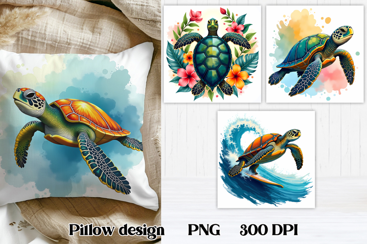 Sea turtle pillow design | Sea animal sublimation