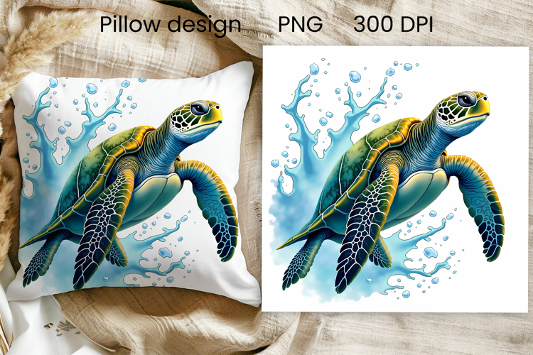 Sea turtle pillow design | Sea animal sublimation