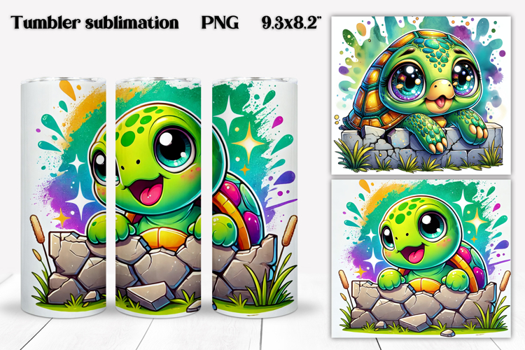 Cute turtles tumbler wrap | Turtle tumbler PNG design