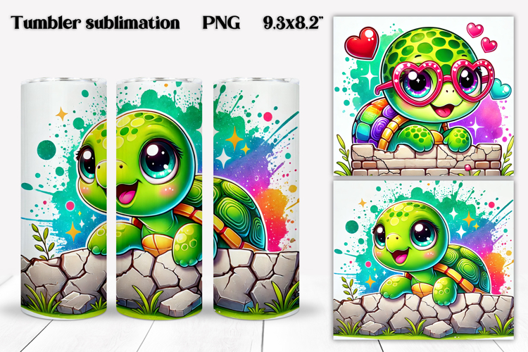 Cute turtles tumbler wrap | Turtle tumbler PNG design