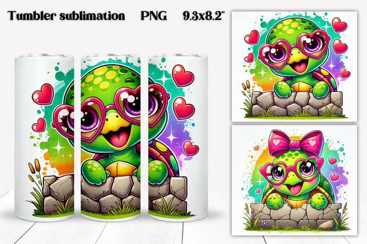 Cute turtles tumbler wrap | Turtle tumbler PNG design