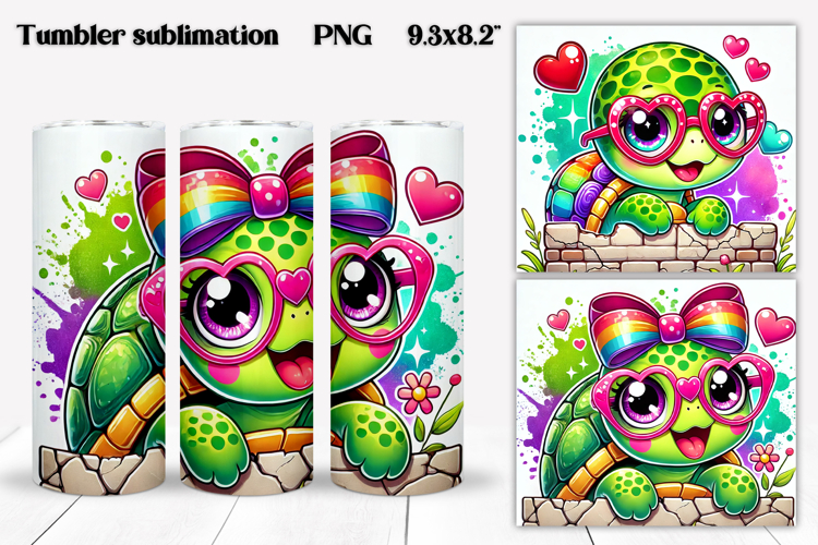 Cute turtles tumbler wrap | Turtle tumbler PNG design