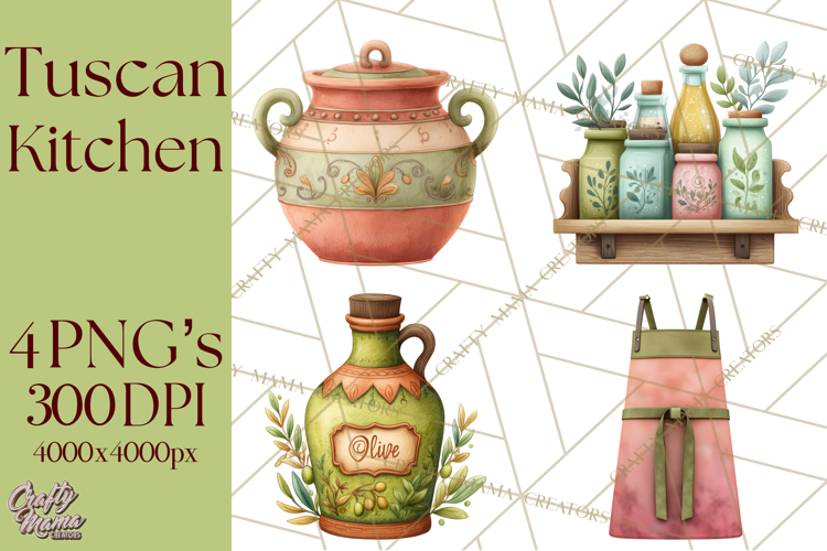 Tuscan Farmhouse Pasta Clipart, Rustic Pasta Night Kitchen