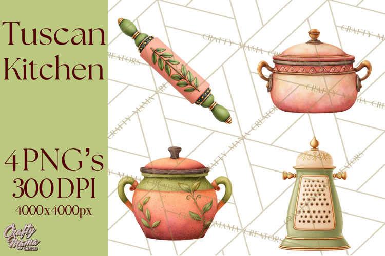 Tuscan Farmhouse Pasta Clipart, Rustic Pasta Night Kitchen