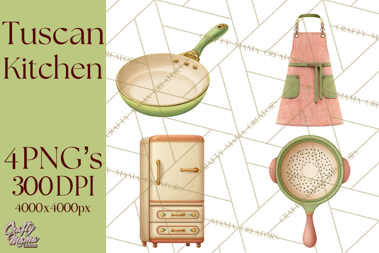 Tuscan Farmhouse Pasta Clipart, Rustic Pasta Night Kitchen