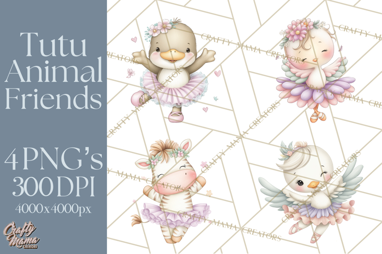 Pastel Animal Ballerinas Clipart PNG Ballet Animals