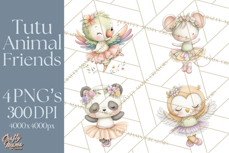 Pastel Animal Ballerinas Clipart PNG Ballet Animals