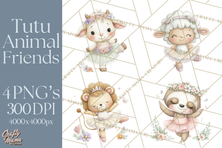 Pastel Animal Ballerinas Clipart PNG Ballet Animals