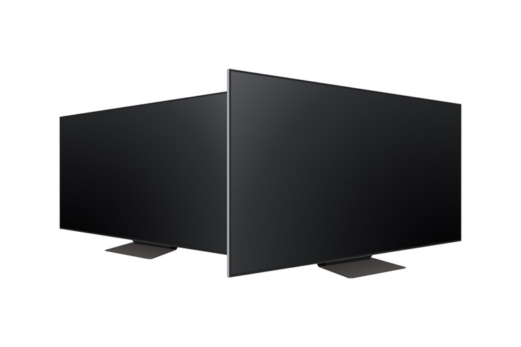 Modern Wide TV Mockups, Side Perspective View example image 1