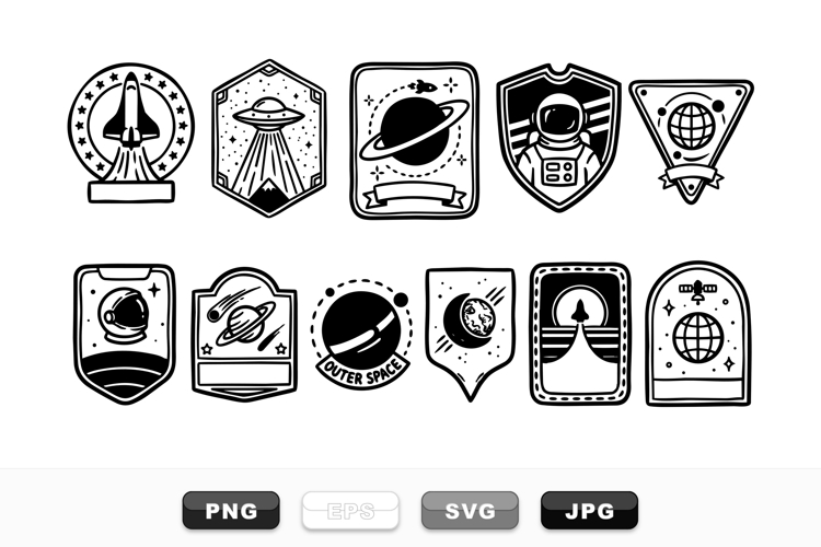 Vintage Space Badge Clipart Bundle For Projects