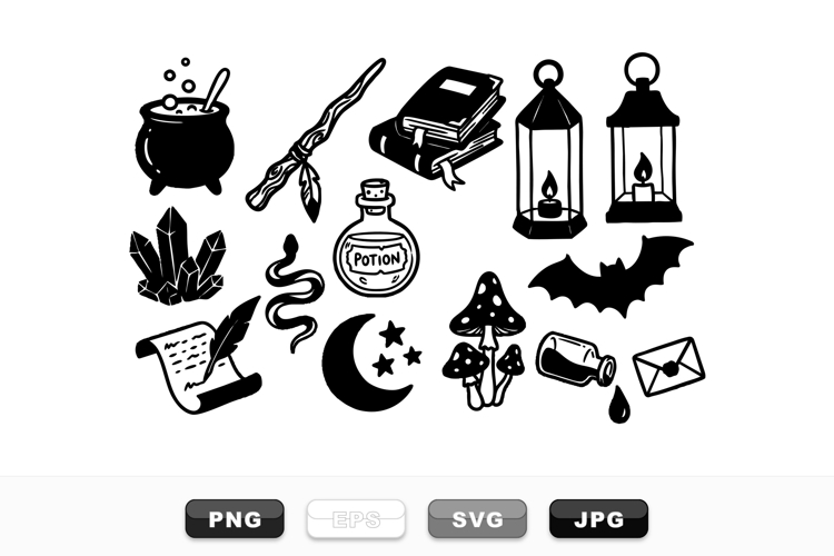 Hand Drawn Witchcraft Magic Clipart Bundle Set