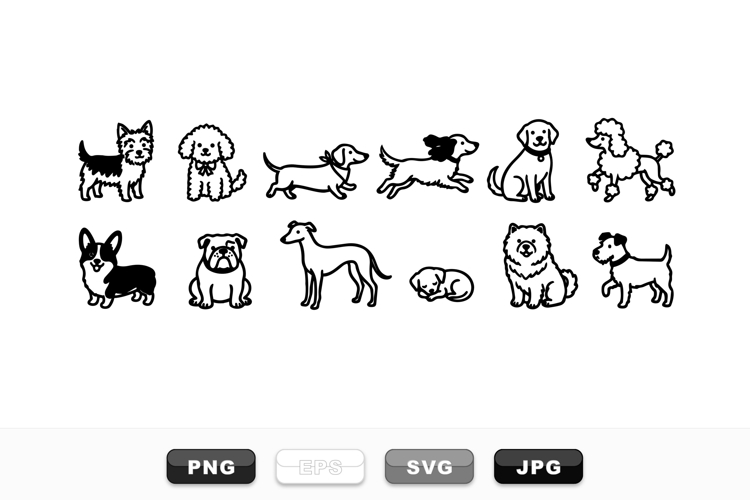 Hand Drawn Dog Breed Clipart Bundle for Crafters