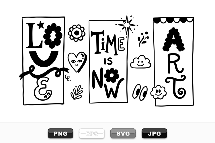 Hand Drawn Positive Doodle Art Illustration Set