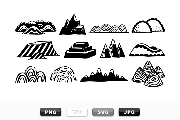 Hand Drawn Mountain Shapes Clipart Bundle for Adventure