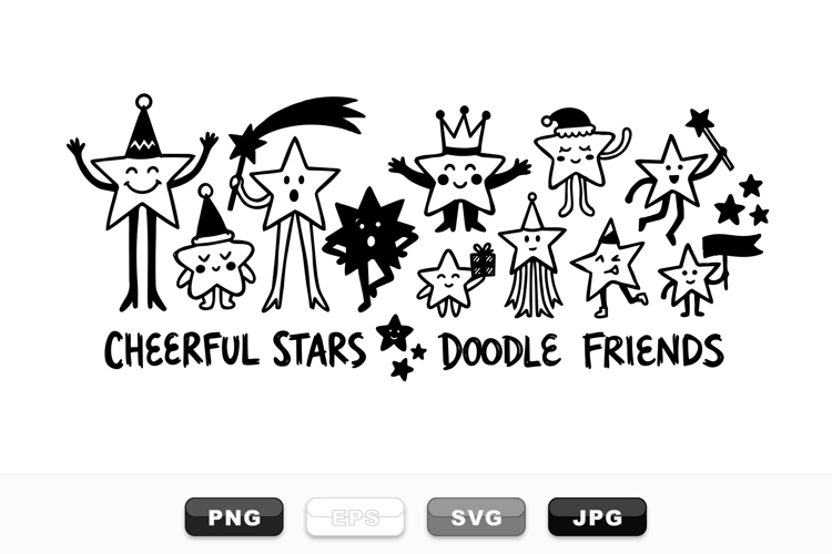 Cheerful Star Doodle Clipart Bundle For Kids Crafts