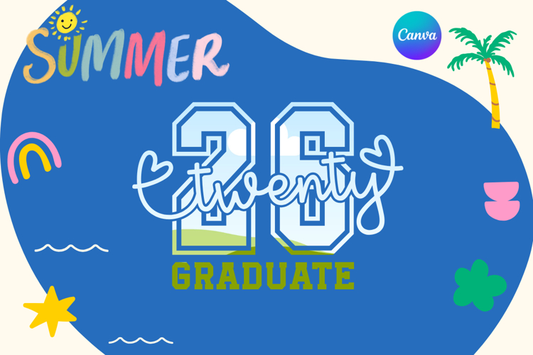 twenty 26 graduate Canva Frame Varsity shirt design