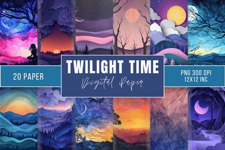 Twilight Time Seamless Digital Paper Bundle example image 1