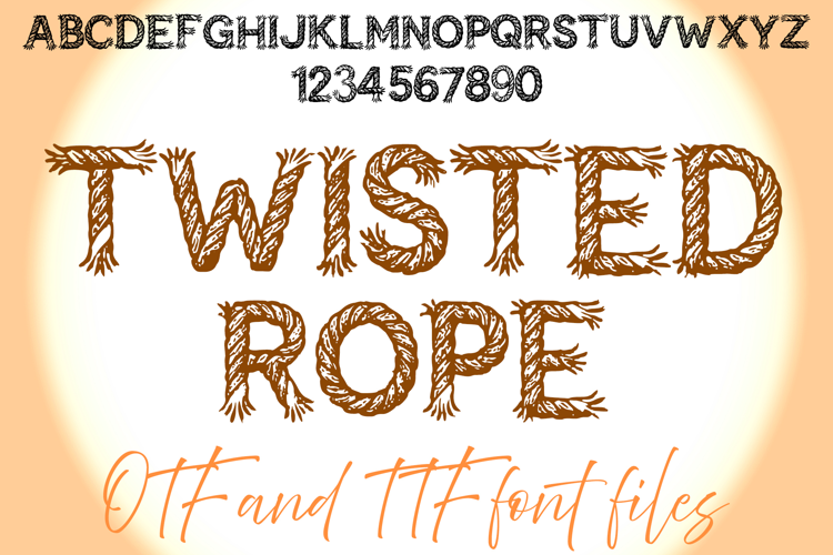 Twisted Rope Frayed Lettering ABC Text Font Alphabet OTF