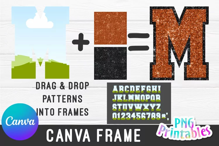 Two Color Sport Alphabet Canva Frame Template