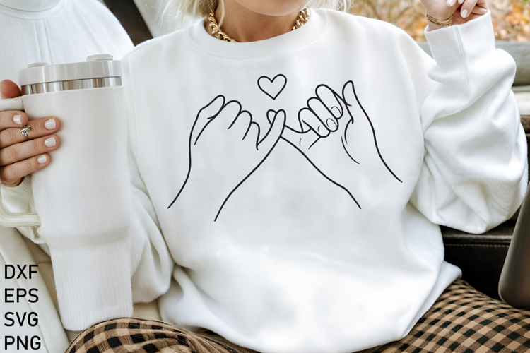 Two Hands Gently Linking Pinky Fingers, Mothers Day SVG