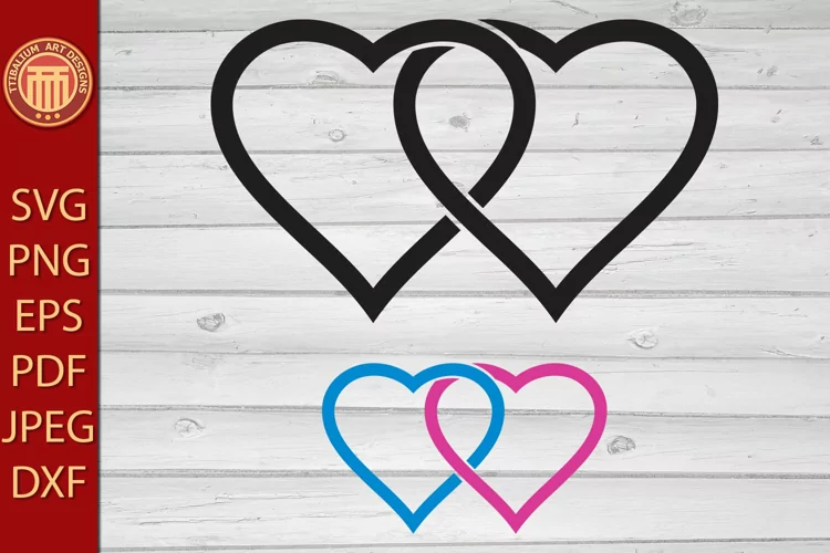 Two Hearts - eps, jpg, dxf, svg, pdf, png files