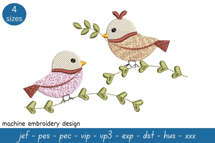 Little birds embroidery design - nature embroidery pattern