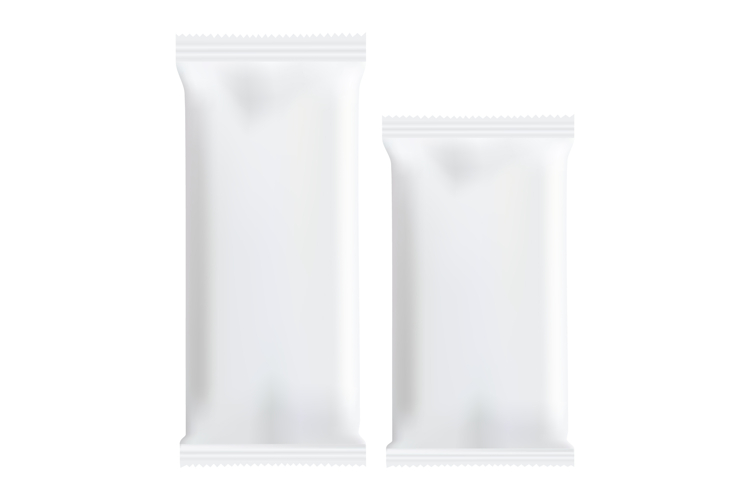 Two Snack Packages Mockups. Flow-Pack Bags, Front View