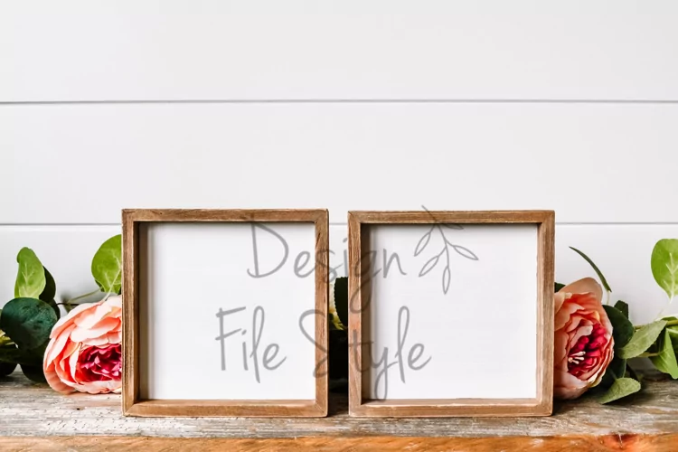 Two Wood Signs Mockup| Stock Photo| Flat Lay | Blank Signs