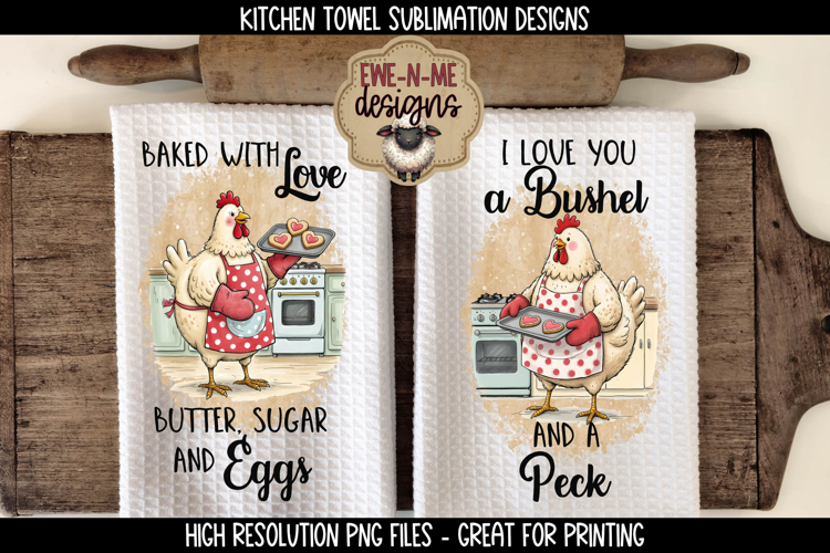 Valentine Chickens Sublimation Kitchen Towel Designs