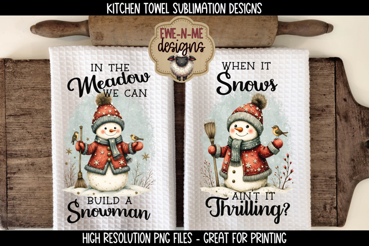Winter Wonderland Snowman KitchenTowel Sublimation PNG Files