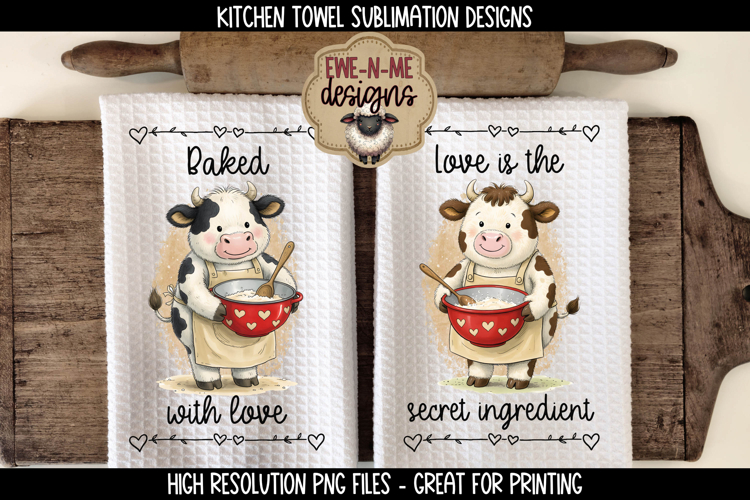 Valentine Cows Sublimation Kitchen Towel Designs